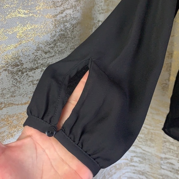 Zara Black Floral Embroidered Asymmetrical Ruffle Boho Blouse Size XS - Picture 7 of 16